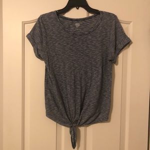 Blue Striped Top with Cuff Sleeves